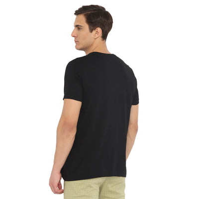 Turtle Men Essentials Black Printed Round Neck T-Shirts