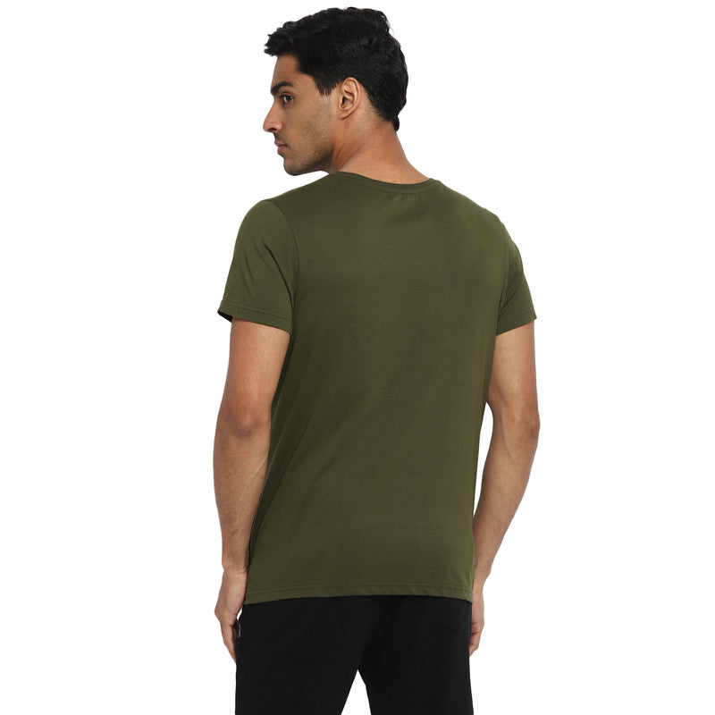 Essentials Olive-Yellow Solid Round Neck T-Shirt (Pack of 2)