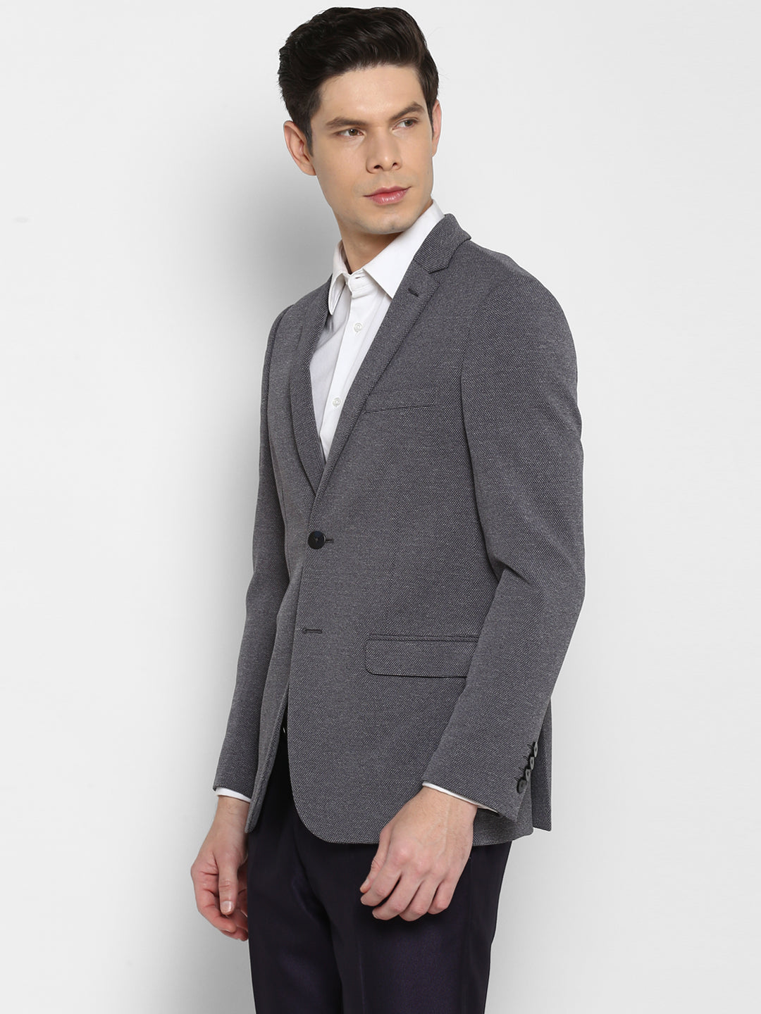 Self Design Grey Blazer for Men