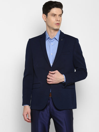Solid Navy Blue Blazer for Men
