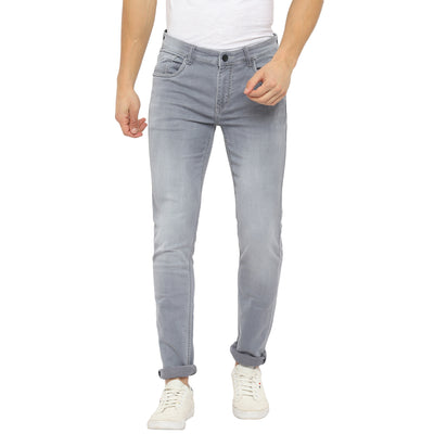 Turtle Men Grey Narrow Fit Fade Jeans