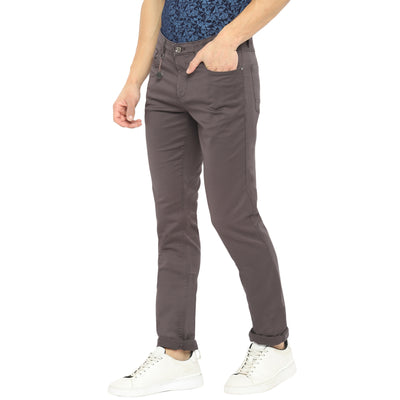 Brown Cotton Stretch Narrow Fit Fade Jeans