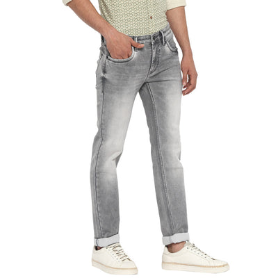 Light Grey Narrow Fit Solid Jeans