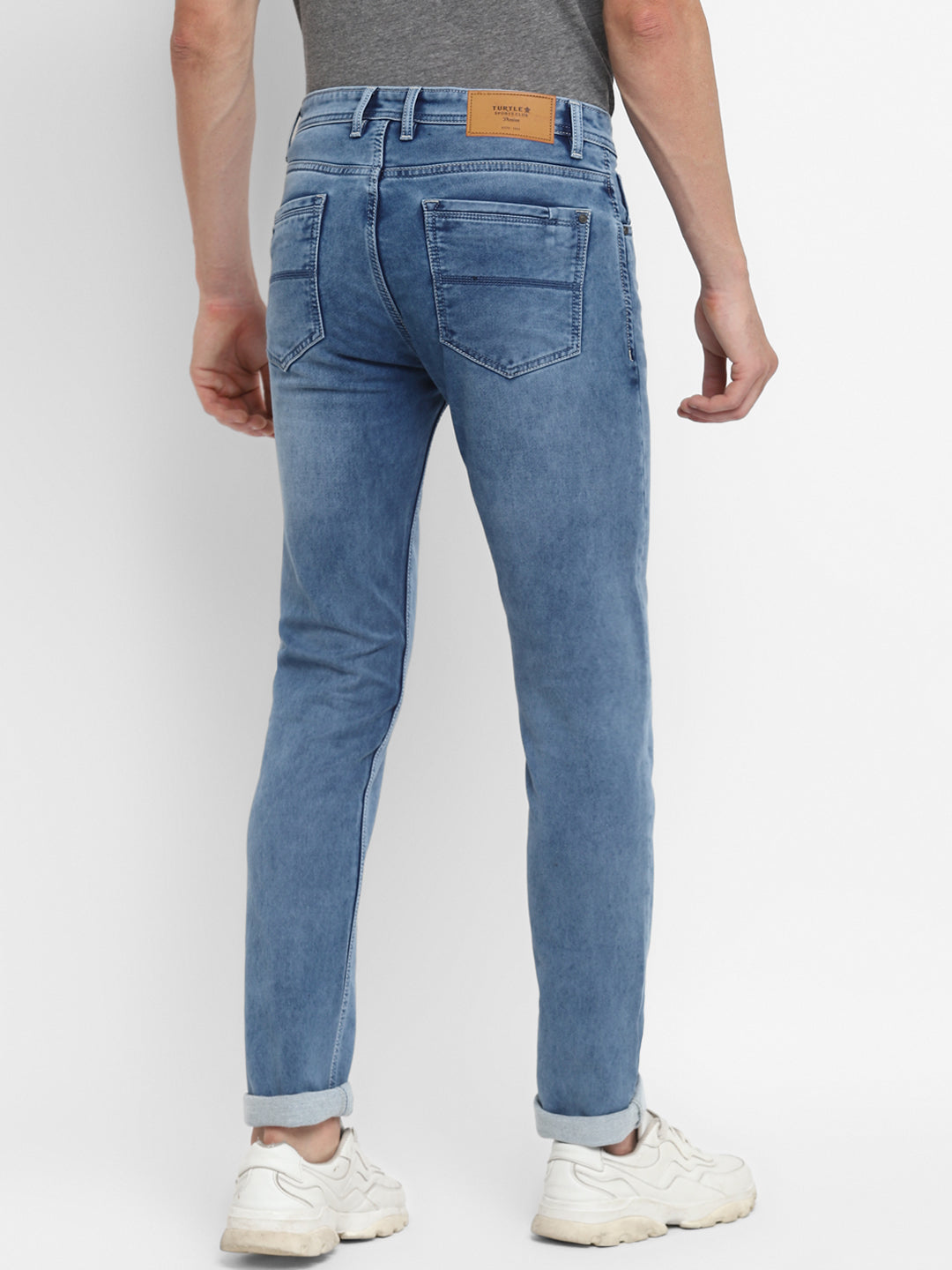 Blue Cotton Stretch Narrow Fit Jeans