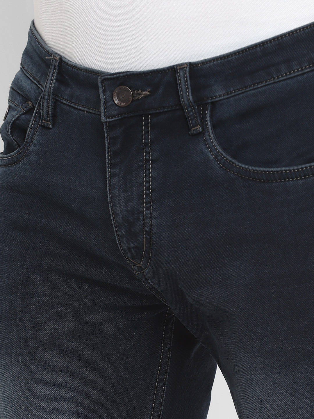 Blue Narrow Fit Cotton Stretch Jeans