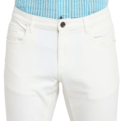 White Narrow Fit Cotton Stretch Jeans