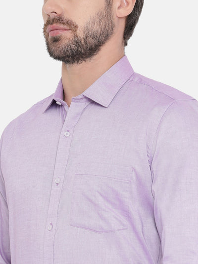 Purple Cotton Solid Slim Fit Shirts