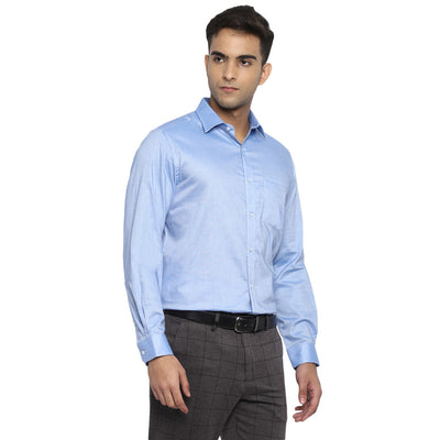 Cotton Sky Blue Regular Fit Shirts