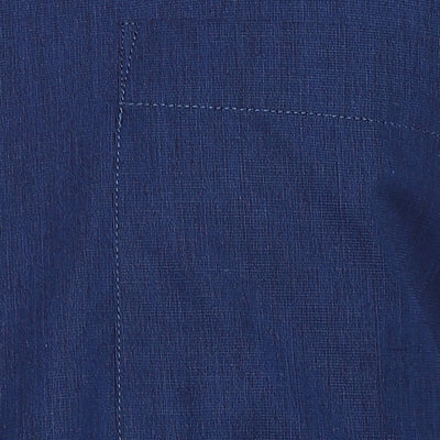 Cotton Navy Blue Solid Slim Fit Formal Shirt