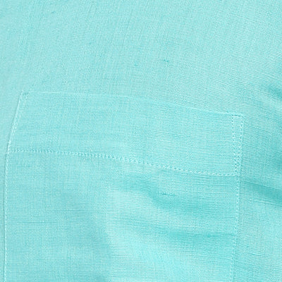 Cotton Linen Light Blue Solid Slim Fit Formal Shirt