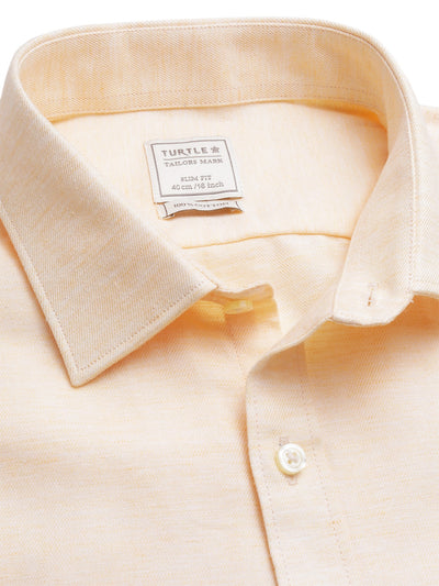 Yellow Cotton Solid Slim Fit Shirts