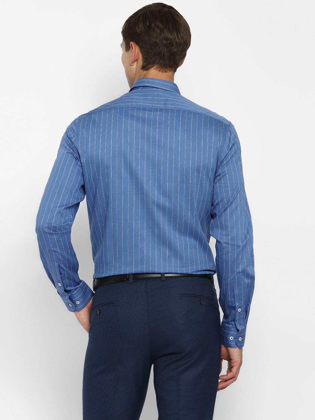 Blue Cotton Striped Slim Fit Shirts