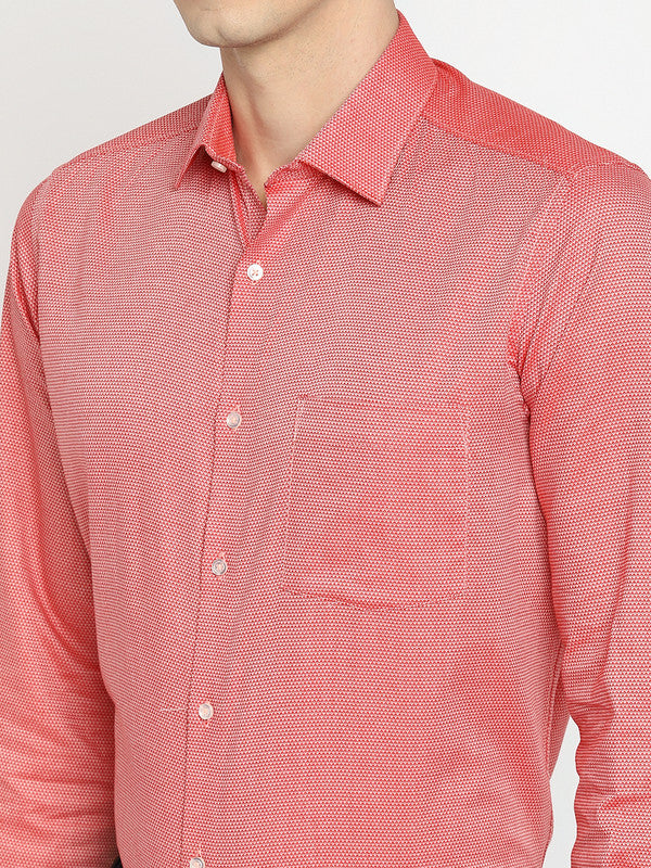 Pink Cotton Self Design Regular Fit Shirts