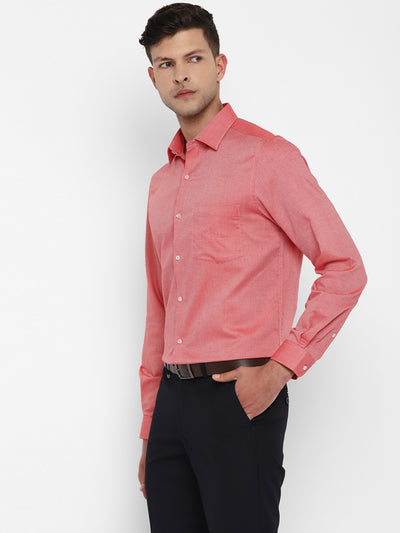 Pink Cotton Self Design Regular Fit Shirts