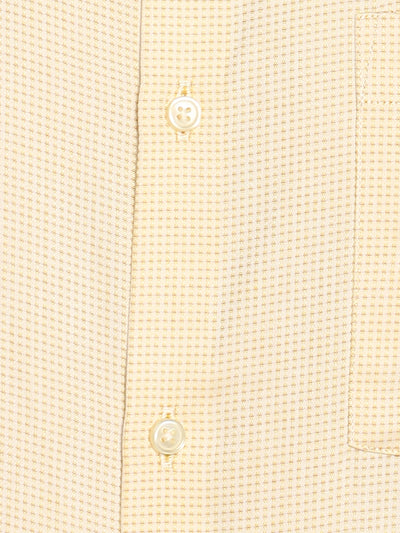 Yellow Cotton Self Design Slim Fit Shirt