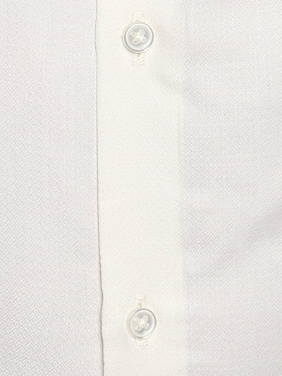 White Cotton Self Design Slim Fit Shirts
