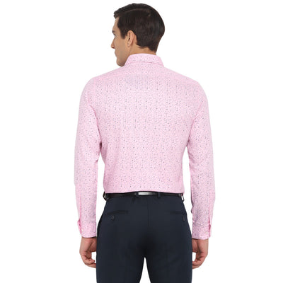 Cotton light Pink Printed Slim Fit Shirt