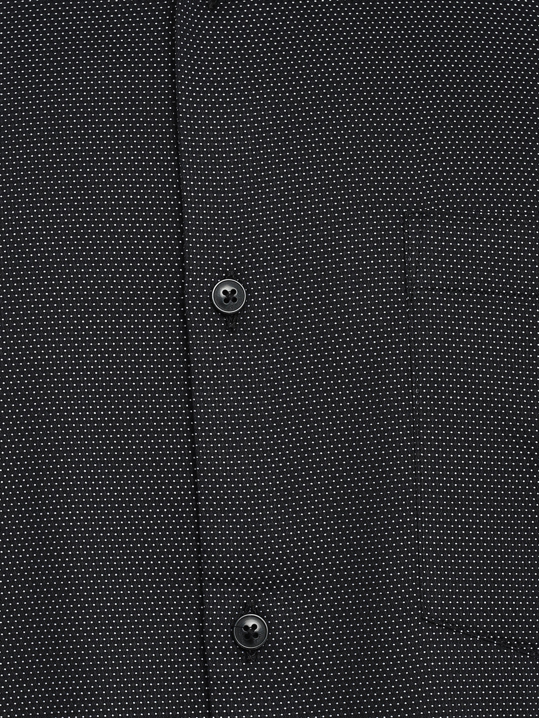 Cotton Blend Black Slim Fit Self Design Shirt
