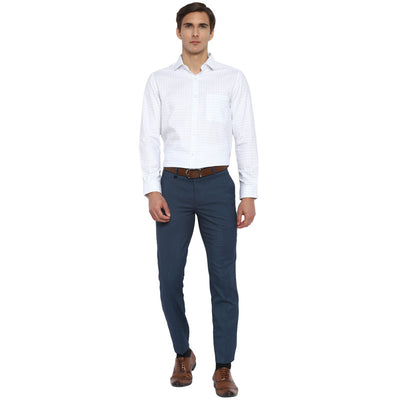 Cotton White Checkered Regular Fit Shirts