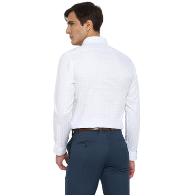 Cotton White Checkered Regular Fit Shirts