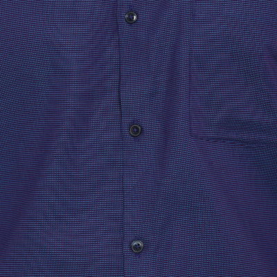 Navy Blue Cotton Self Design Slim Fit Shirts