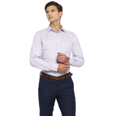 Lavender Cotton Self Design Slim Fit Shirts