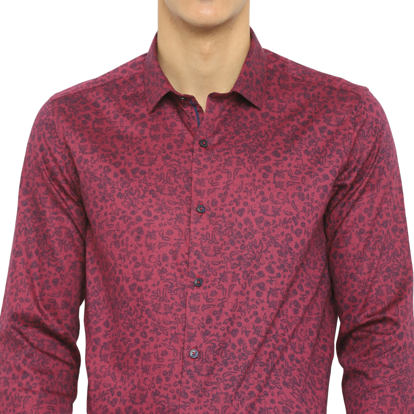 Turtle Men Pink Cotton Printed Slim Fit Shirts