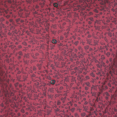 Turtle Men Pink Cotton Printed Slim Fit Shirts