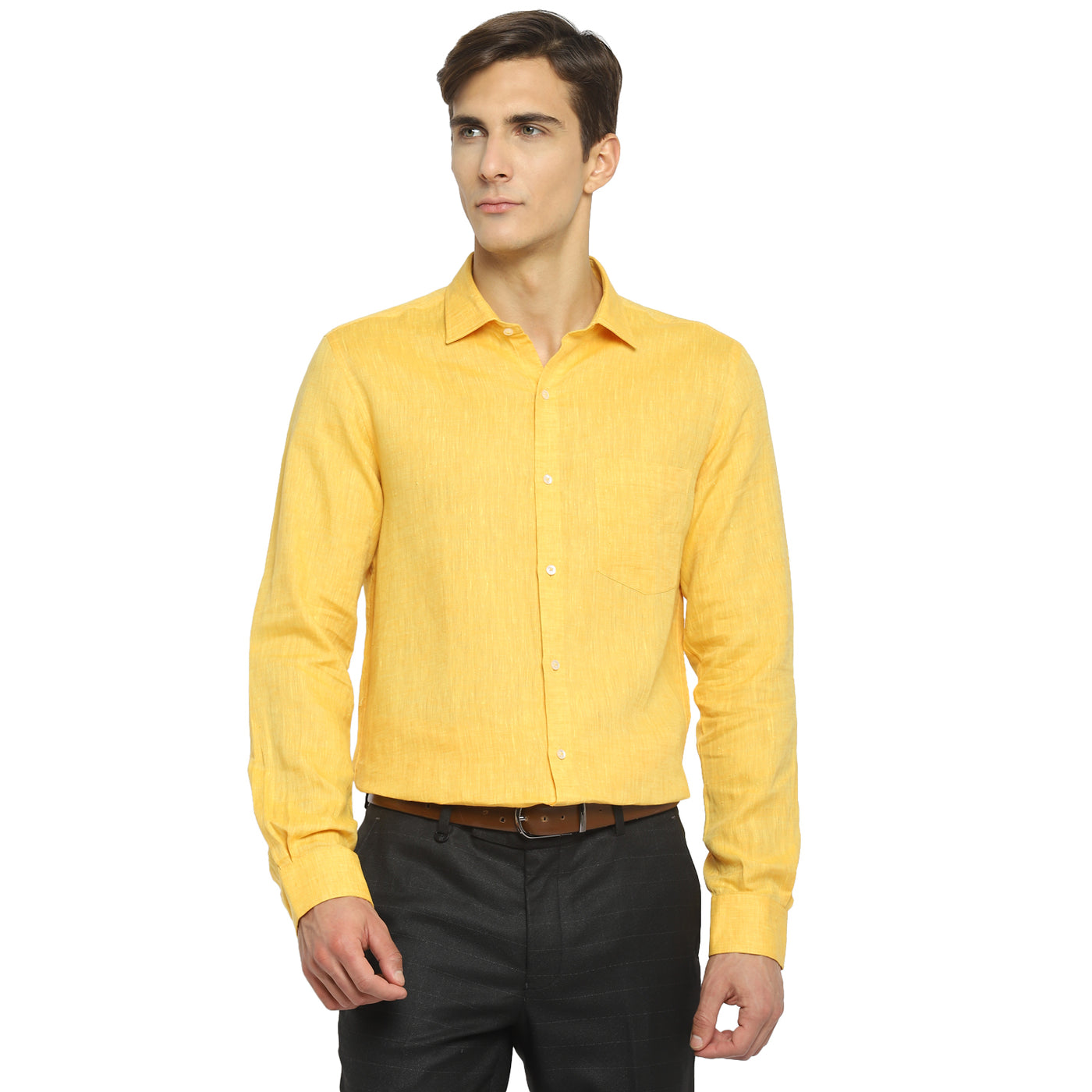 Lemon Linen Solid Slim Fit Shirts