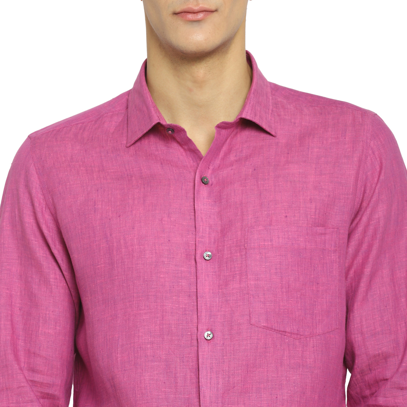 Purple Linen Solid Slim Fit Shirt