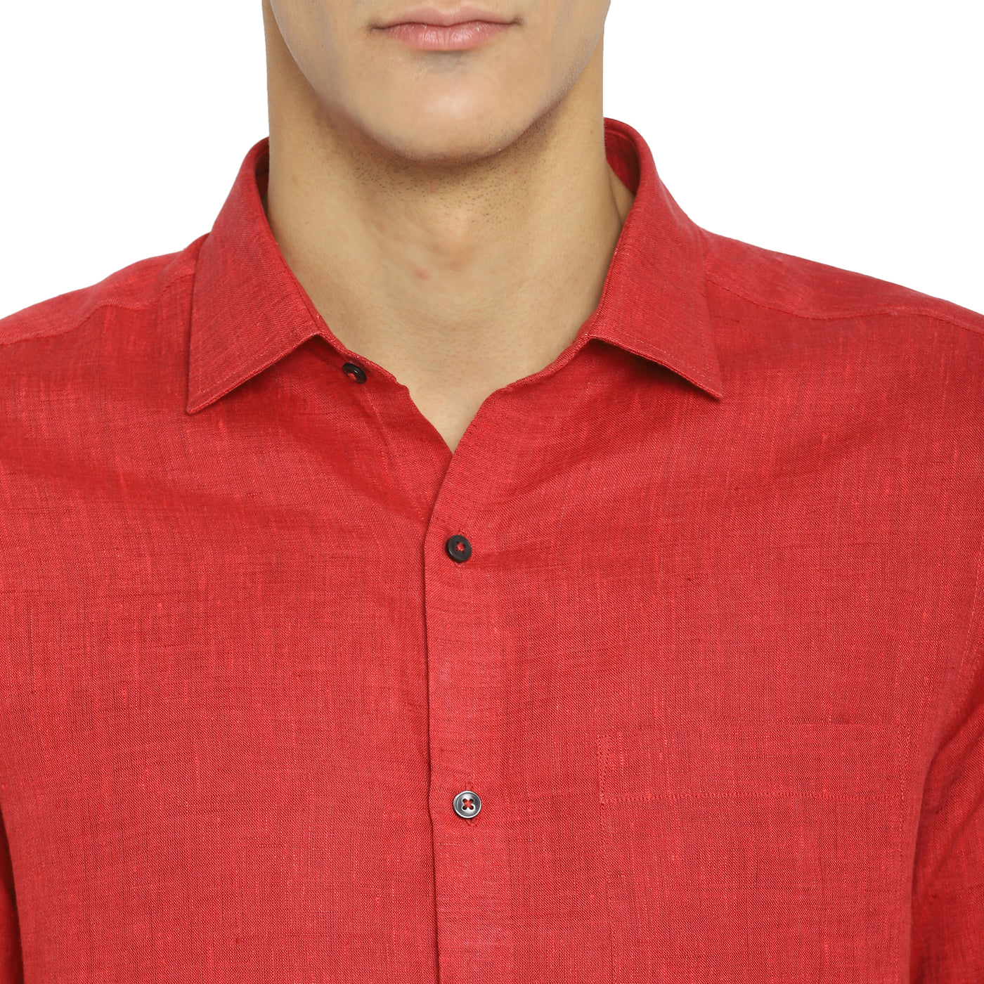 Maroon Linen Solid Slim Fit Shirts