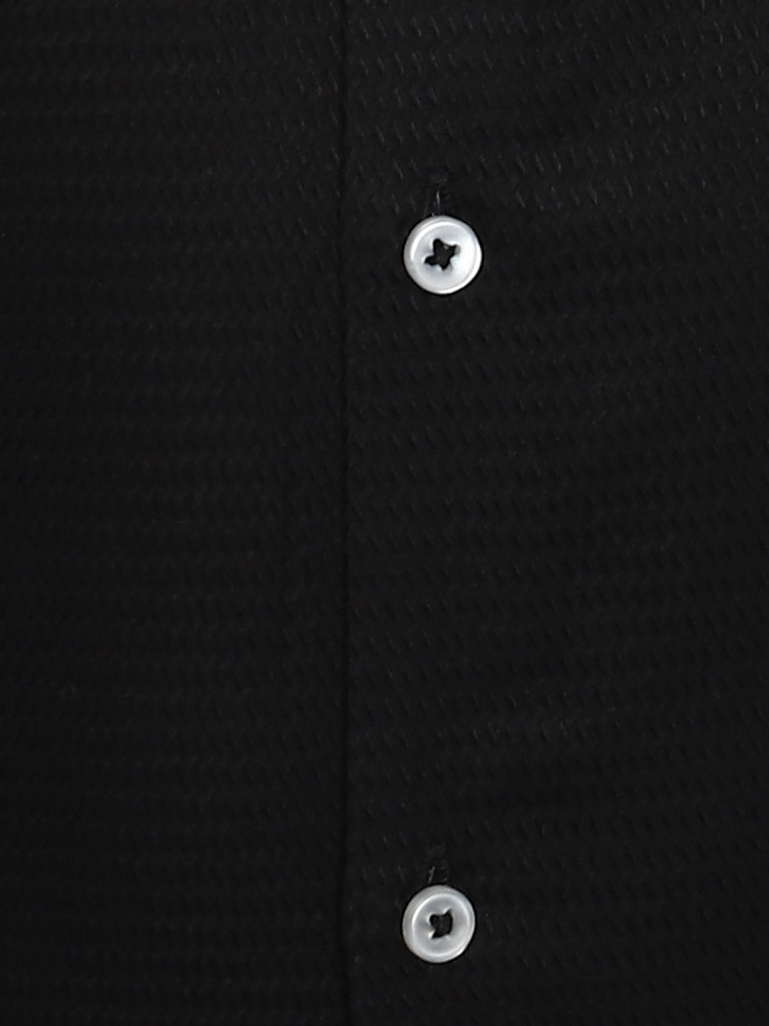 Black Cotton Self Design Slim Fit Formal Shirt