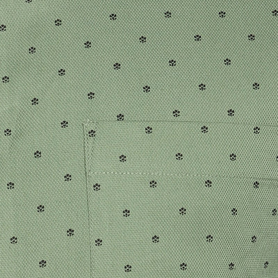 Cotton Green Printed Slim Fit Formal Shirt