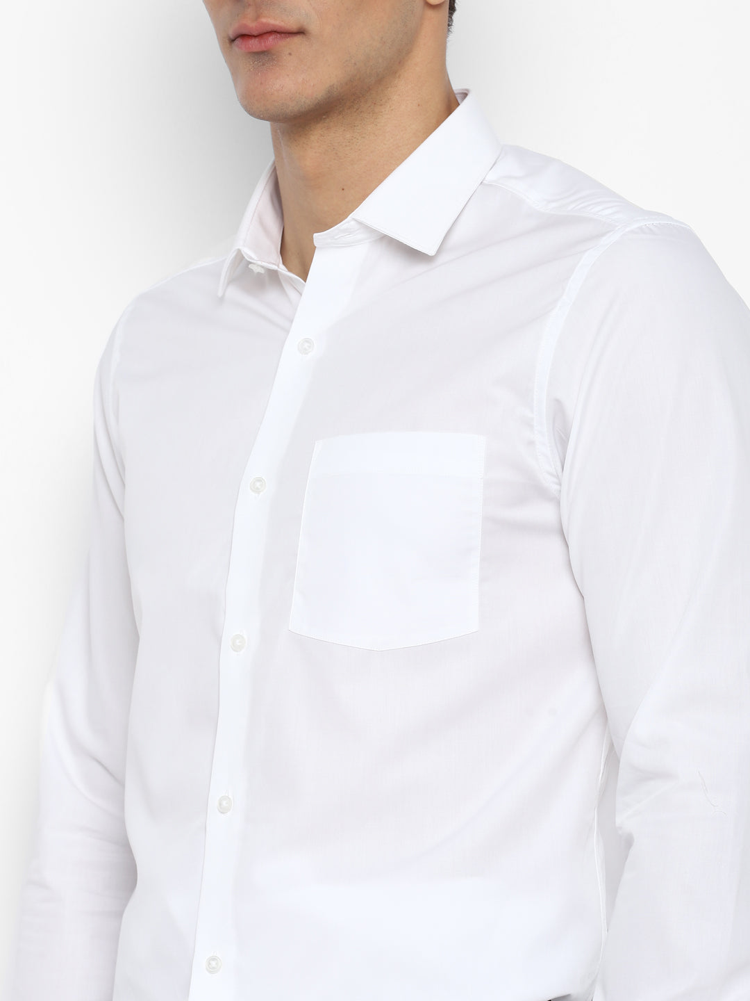 Cotton White Solid Slim Fit Shirt