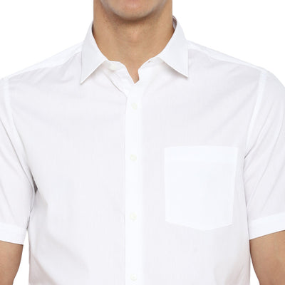 Cotton White Regular Fit Solid Shirt