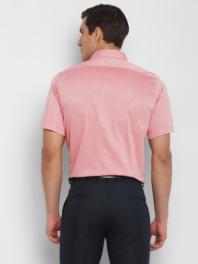 Cotton Pink Regular Fit Self Design Shirt
