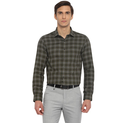 Cotton Green checked Slim Fit Shirts