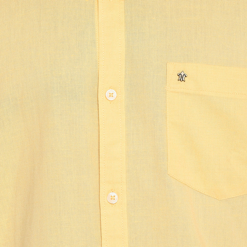 Cotton Yellow Solid Slim Fit Shirt