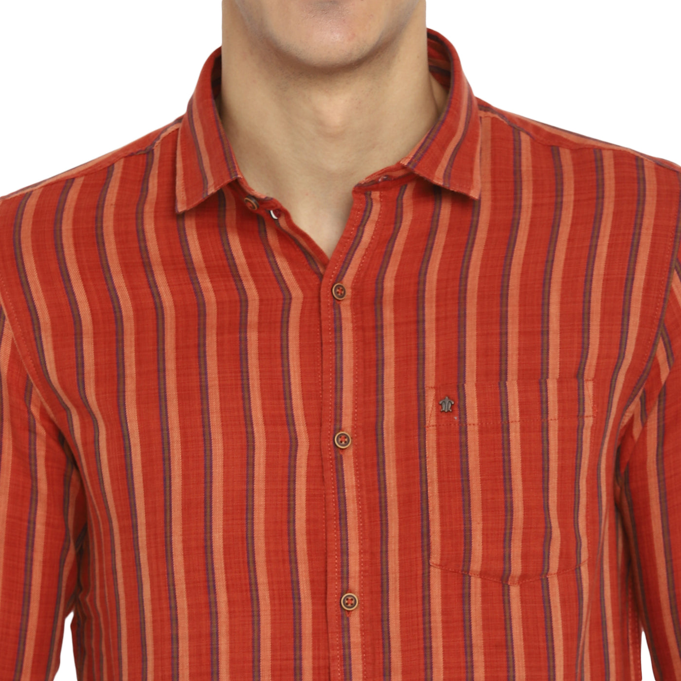 Cotton Blend Striped Regular Fit Red Casual Shirts