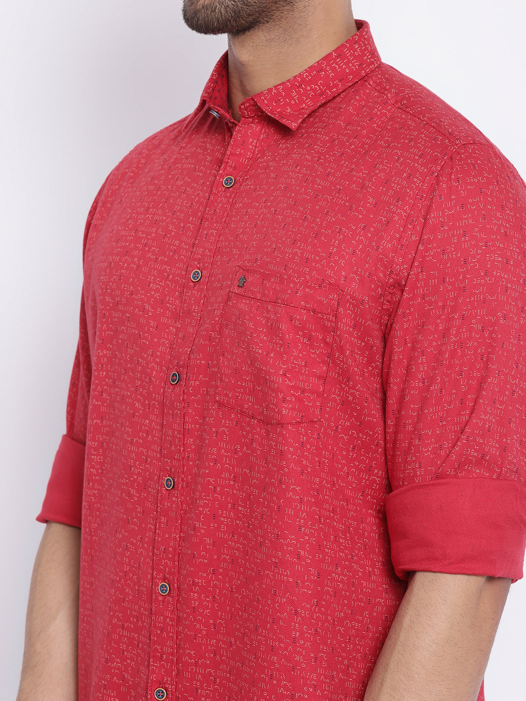 Turtle Men Red Cotton Printed Slim Fit Shirts
