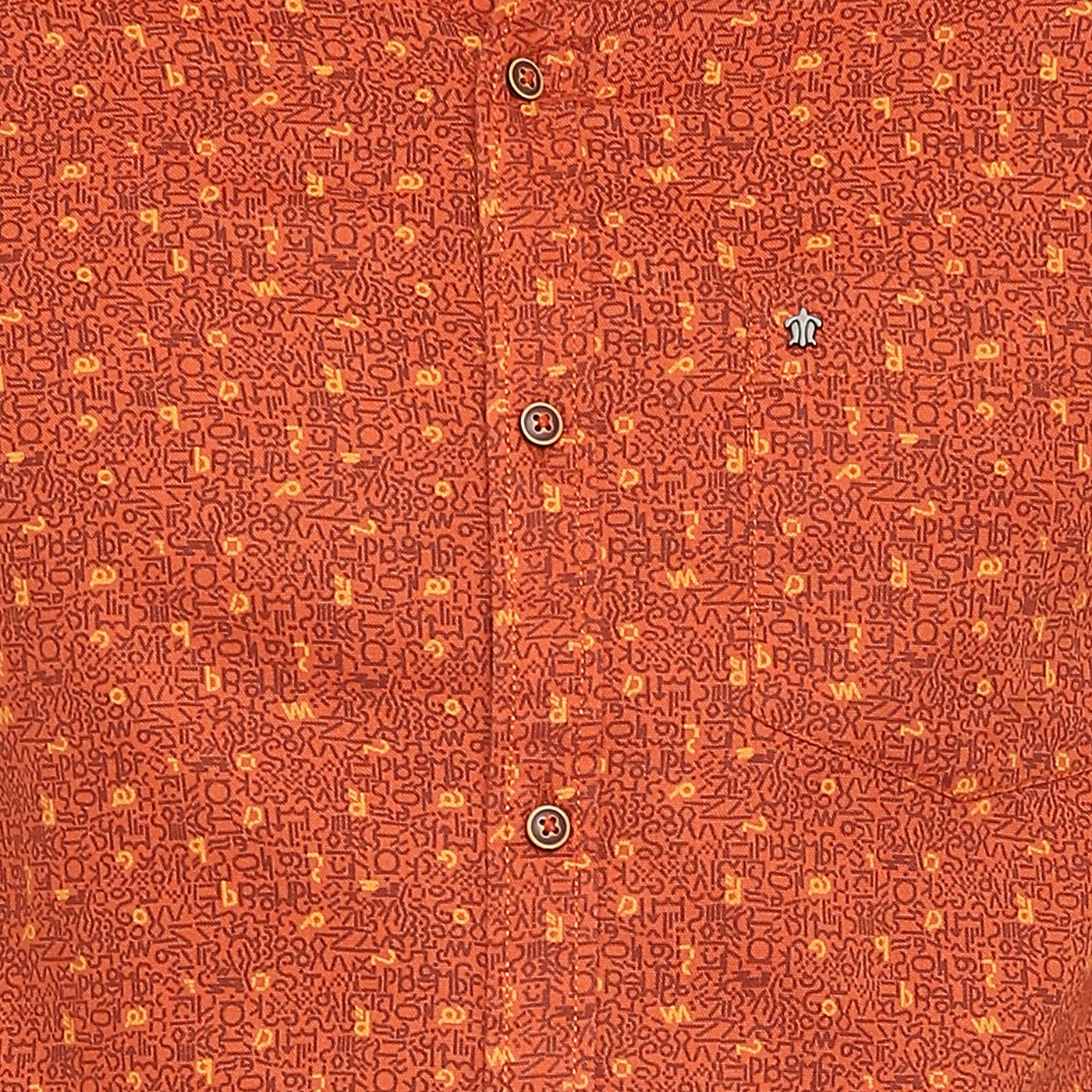 Turtle Men Orange Cotton Printed Slim Fit Shirts