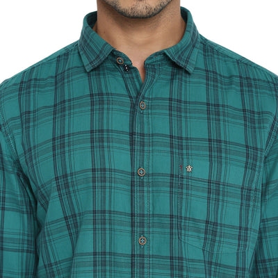 Cotton Green Checkered Slim Fit Casual Shirt