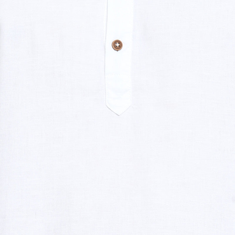 Cotton Linen White Solid Slim Fit Casual Shirt