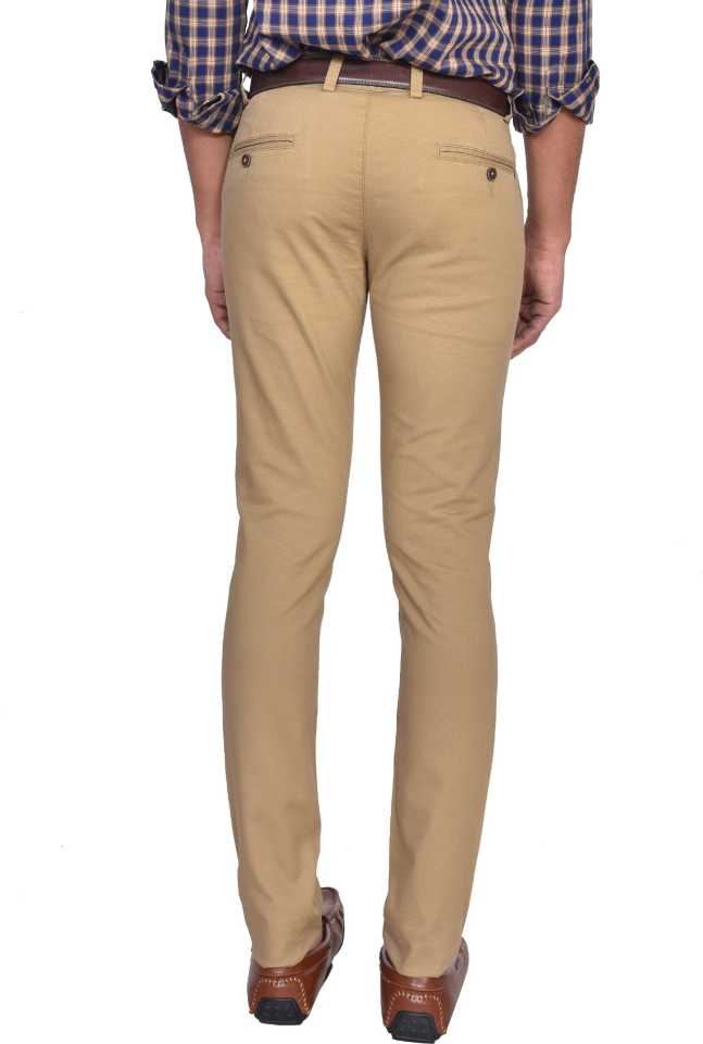 Khaki Solid Narrow Fit Trouser