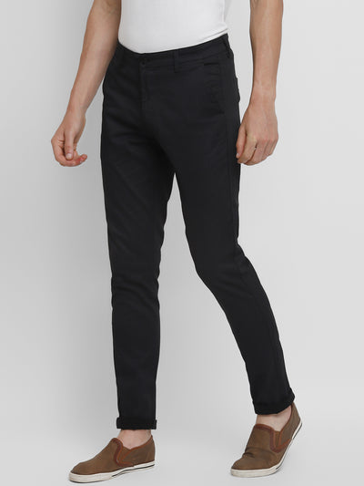 Navy Blue Printed Narrow Fit Trouser