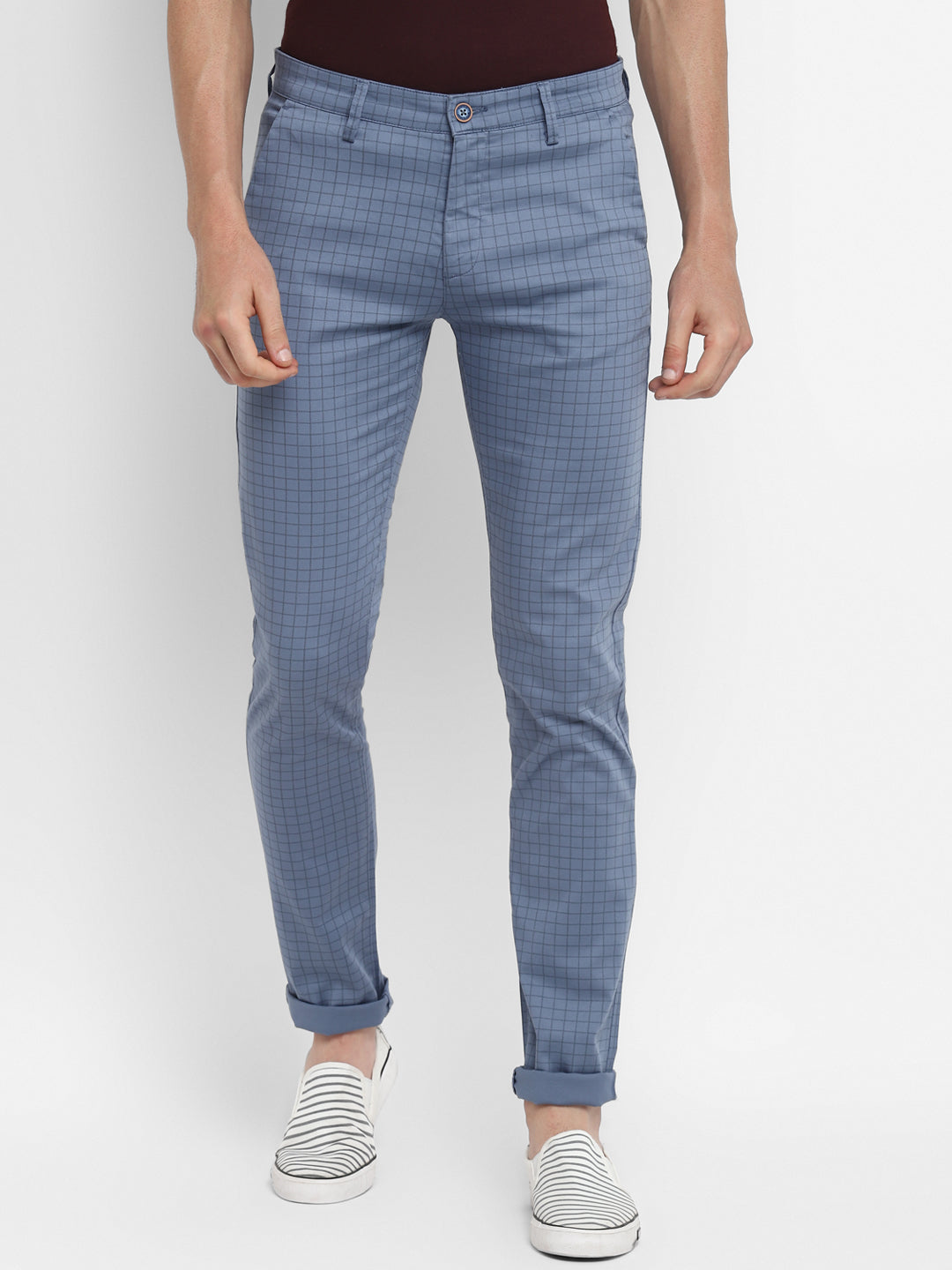 Blue Checked Ultra Slim Fit Trouser