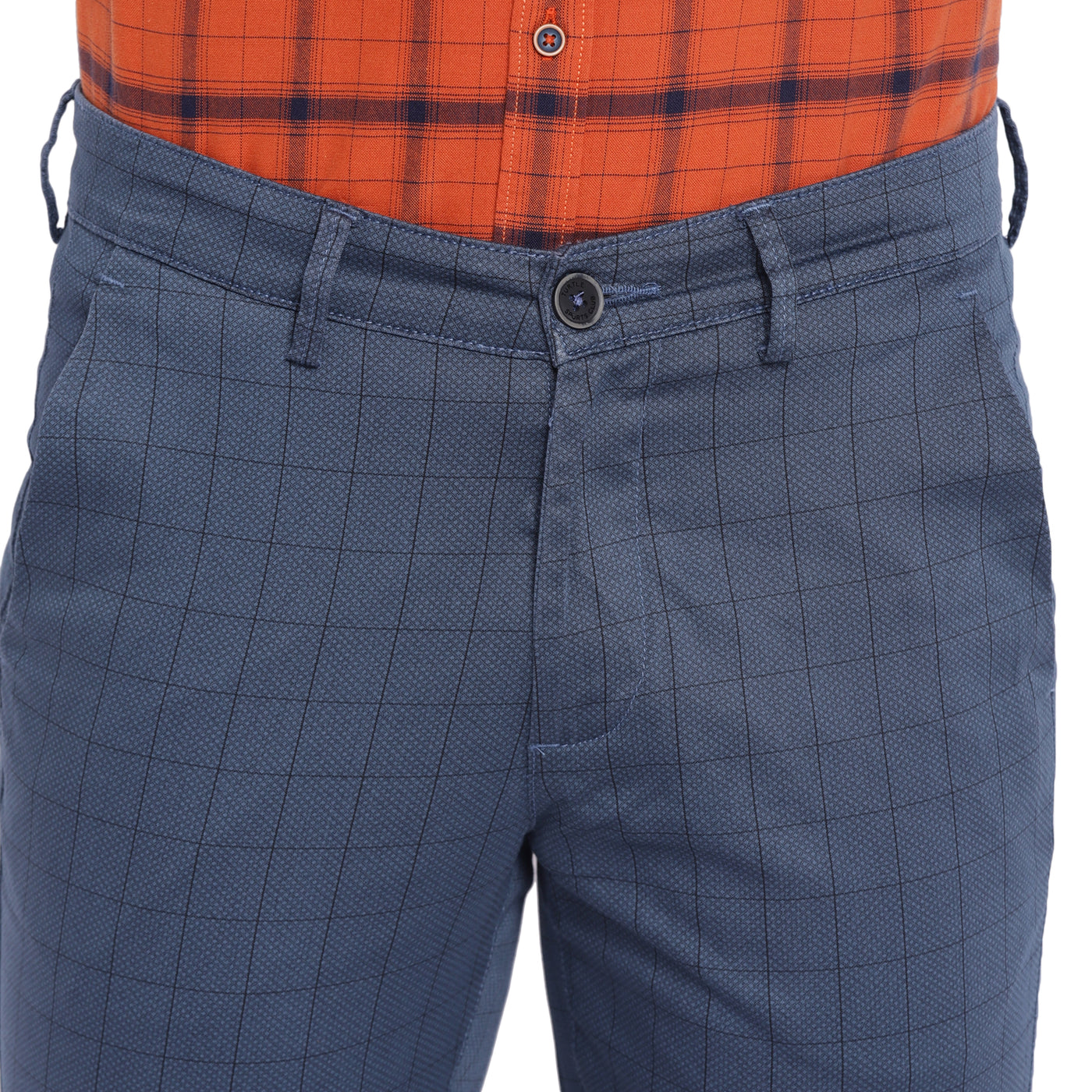 Blue Checked Narrow Fit Trouser