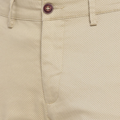 Beige Printed Ultra Slim Fit Trouser