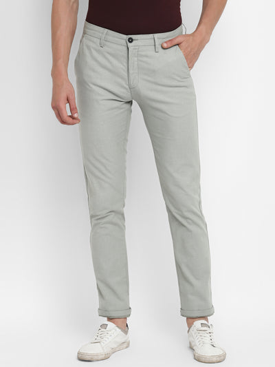 Light Grey Self Desing Ultra Slim Fit Trouser
