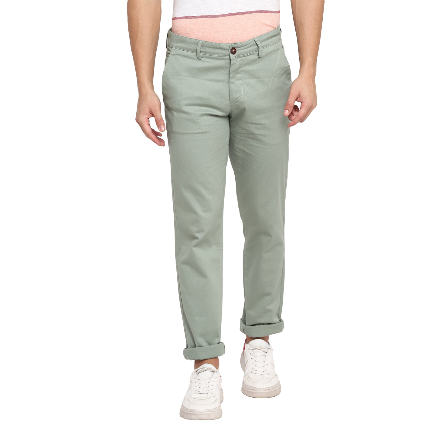 Light Green Self Design Ultra Slim Fit Trouser